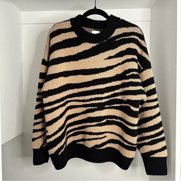 ANINE BING Cheyenne Zebra Cashmere Sweater SZ S - Picture 4 of 9